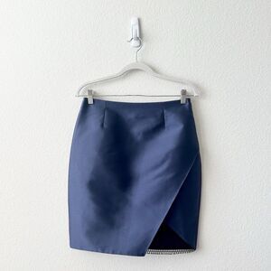 NWT Sachin & Babi Navy Blue Silk Blend Asymmetric Wrap Mini Skirt Size 6